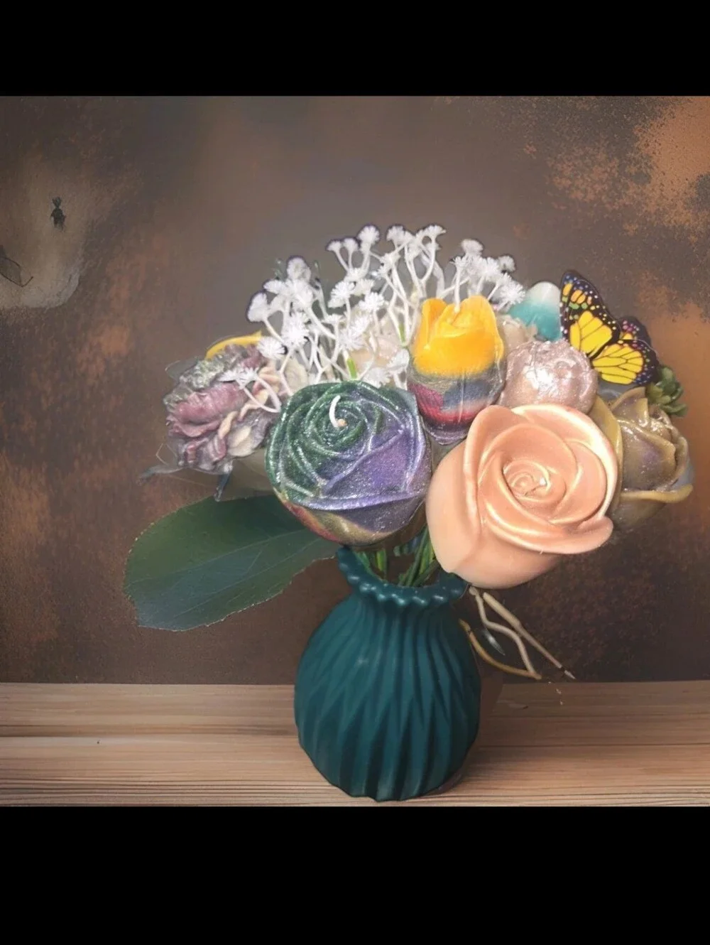 Stunning Realistic Dozen  Wax Candles Bouquet